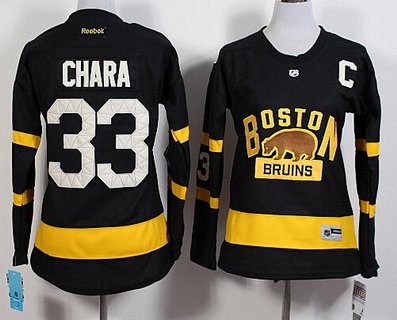 Personalized Women’s Boston Bruins #33 Zdeno Chara Reebok Black 2016 Winter Classic Premier Jersey