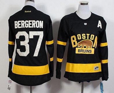 Personalized Women’s Boston Bruins #37 Patrice Bergeron Reebok Black 2016 Winter Classic Premier Jersey