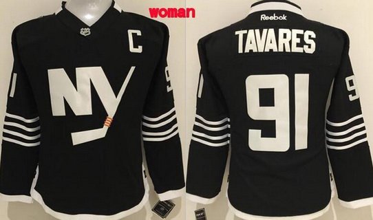 Personalized Women’s New York Islanders #91 John Tavares 2015 Reebok Black Premier Alternate Jersey