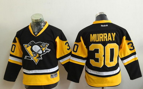 Personalized Youth Pittsburgh Penguins #30 Matt Murray Black Third Reebok Hockey Jersey