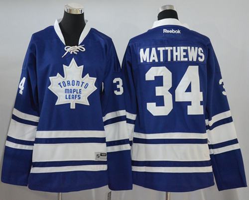 Personalized Women’s Toronto Maple Leafs #34 Auston Matthews Blue Third Stitched NHL Reebok Hockey Jersey