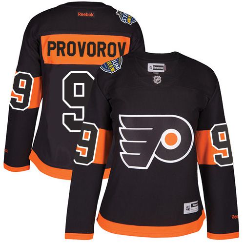 Personalized Women’s Philadelphia Flyers #9 Ivan Provorov Black 2017 Stadium Series Stitched NHL Jersey