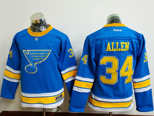 Personalized Youth St. Louis Blues #34 Jake Allen Light Blue 2017 Winter Classic Stitched NHL Jersey