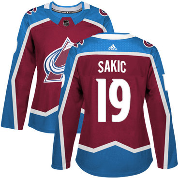 Personalized Colorado Avalanche #19 Joe Sakic Burgundy Home Authentic Women’s Stitched NHL Jersey
