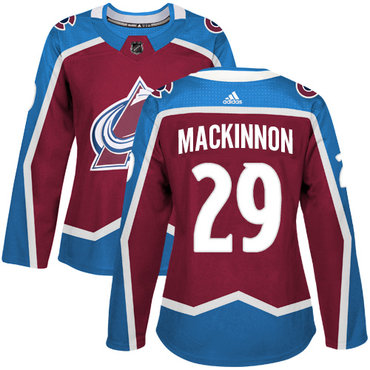 Personalized Colorado Avalanche #29 Nathan MacKinnon Burgundy Home Authentic Women’s Stitched NHL Jersey