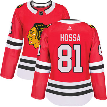 Personalized Women’s Chicago Blackhawks #81 Marian Hossa Red Home Authentic Stitched NHL Jersey