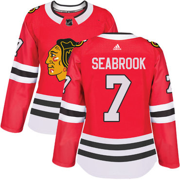 Personalized Women’s Chicago Blackhawks #7 Brent Seabrook Red Home Authentic Stitched NHL Jersey