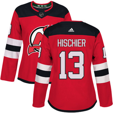 Personalized Women’s New Jersey Devils #13 Nico Hischier Red Home Authentic Stitched NHL Jersey