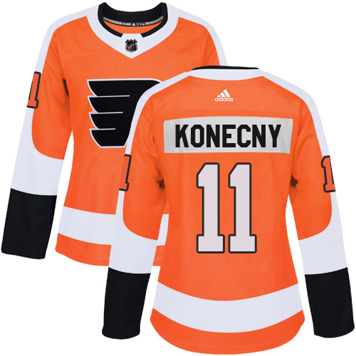 Personalized Women’s Philadelphia Flyers #11 Travis Konecny Orange Home Authentic Stitched NHL Jersey