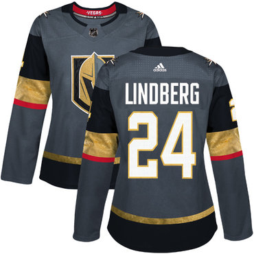 Personalized Women’s Vegas Golden Knights #24 Oscar Lindberg Grey Home Authentic Stitched NHL Jersey