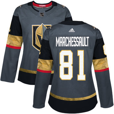 Personalized Women’s Vegas Golden Knights #81 Jonathan Marchessault Grey Home Authentic Stitched NHL Jersey