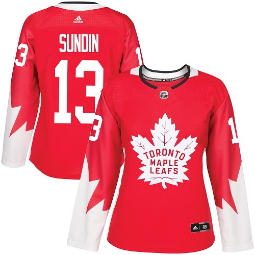 Personalized Women’s Toronto Maple Leafs #13 Mats Sundin Red Team Canada Authentic Stitched NHL Jersey