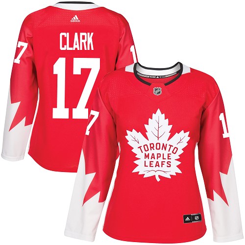 Personalized Women’s Toronto Maple Leafs #17 Wendel Clark Red Team Canada Authentic Stitched NHL Jersey