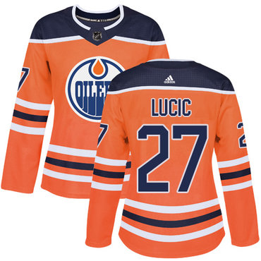 Personalized Women’s Edmonton Oilers #27 Milan Lucic Orange Home Authentic Stitched NHL Jersey