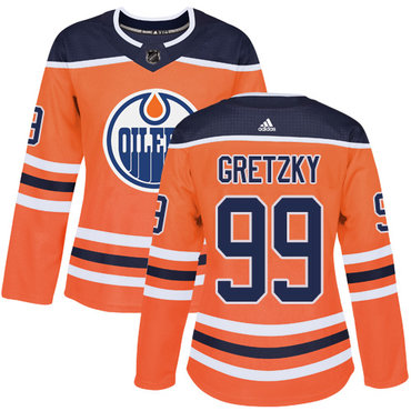Personalized Women’s Edmonton Oilers #99 Wayne Gretzky Orange Home Authentic Stitched NHL Jersey