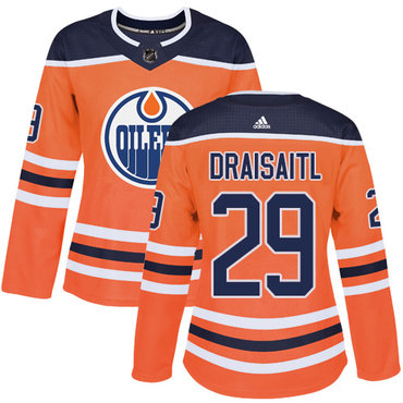 Personalized Women’s Edmonton Oilers #29 Leon Draisaitl Orange Home Authentic Stitched NHL Jersey