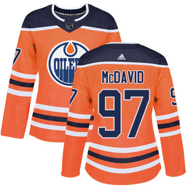 Personalized Women’s Edmonton Oilers #97 Connor McDavid Orange Home Authentic Stitched NHL Jersey