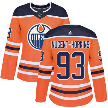 Personalized Women’s Edmonton Oilers #93 Ryan Nugent-Hopkins Orange Home Authentic Stitched NHL Jersey