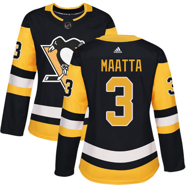 Personalized Women’s Pittsburgh Penguins #3 Olli Maatta Black Home Authentic Stitched NHL Jersey