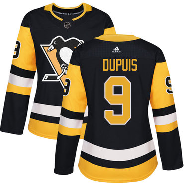 Personalized Women’s Pittsburgh Penguins #9 Pascal Dupuis Black Home Authentic Stitched NHL Jersey