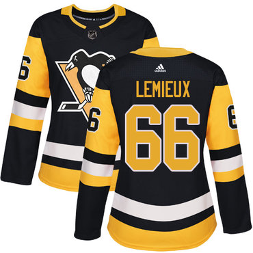 Personalized Women’s Pittsburgh Penguins #66 Mario Lemieux Black Home Authentic Stitched NHL Jersey