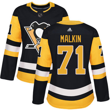 Personalized Women’s Pittsburgh Penguins #71 Evgeni Malkin Black Home Authentic Stitched NHL Jersey