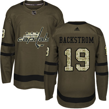Personalized Youth Washington Capitals #19 Nicklas Backstrom Green Salute to Service Stitched NHL Jersey