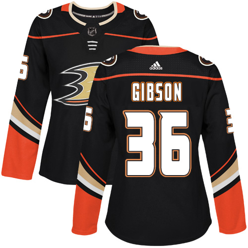 Personalized Women’s Anaheim Ducks #36 John Gibson Black Home Authentic Stitched NHL Jersey
