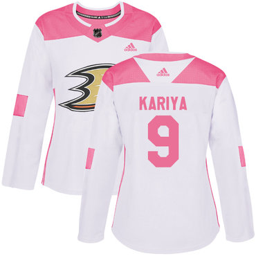 Personalized Women’s Anaheim Ducks #9 Paul Kariya White Pink Authentic Fashion Stitched NHL Jersey