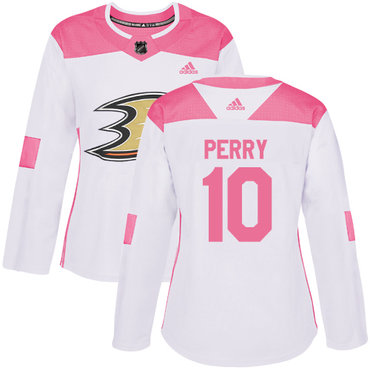 Personalized Women’s Anaheim Ducks #10 Corey Perry White Pink Authentic Fashion Stitched NHL Jersey
