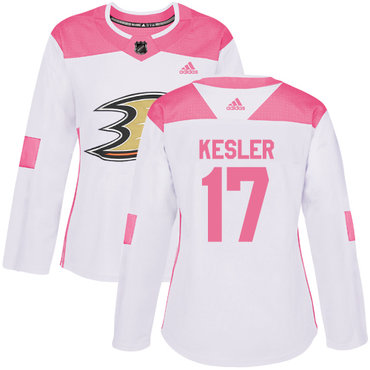 Personalized Women’s Anaheim Ducks #17 Ryan Kesler White Pink Authentic Fashion Stitched NHL Jersey
