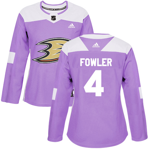 Personalized Women’s Anaheim Ducks #4 Cam Fowler Purple Authentic Fights Cancer Stitched NHL Jersey