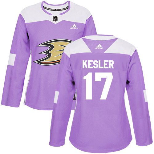 Personalized Women’s Anaheim Ducks #17 Ryan Kesler Purple Authentic Fights Cancer Stitched NHL Jersey