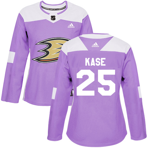 Personalized Women’s Anaheim Ducks #25 Ondrej Kase Purple Authentic Fights Cancer Stitched NHL Jersey