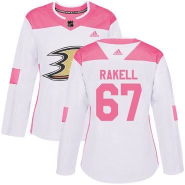 Personalized Women’s Anaheim Ducks #67 Rickard Rakell White Pink Authentic Fashion Stitched NHL Jersey