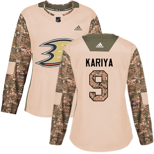 Personalized Women’s Anaheim Ducks #9 Paul Kariya Camo Authentic 2017 Veterans Day Stitched NHL Jersey