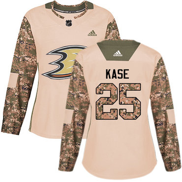 Personalized Women’s Anaheim Ducks #25 Ondrej Kase Camo Authentic 2017 Veterans Day Stitched NHL Jersey