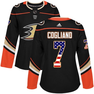Personalized Women’s Anaheim Ducks #7 Andrew Cogliano Black Home Authentic USA Flag Stitched NHL Jersey