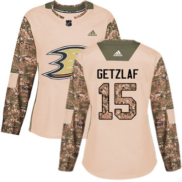Personalized Women’s Anaheim Ducks #15 Ryan Getzlaf Camo Authentic 2017 Veterans Day Stitched NHL Jersey