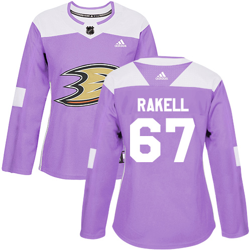 Personalized Women’s Anaheim Ducks #67 Rickard Rakell Purple Authentic Fights Cancer Stitched NHL Jersey