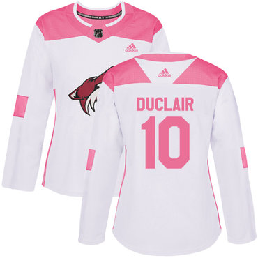 Personalized Women’s Arizona Coyotes #10 Anthony Duclair White Pink Authentic Fashion Stitched NHL Jersey