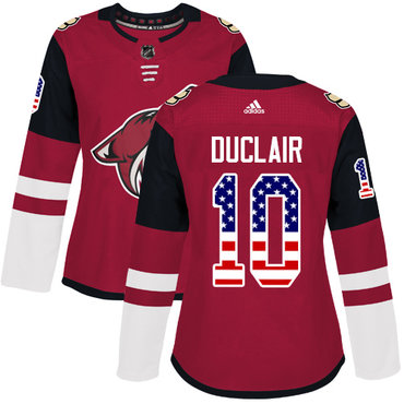 Personalized Women’s Arizona Coyotes #10 Anthony Duclair Maroon Home Authentic USA Flag Stitched NHL Jersey