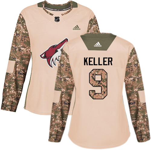 Personalized Women’s Arizona Coyotes #9 Clayton Keller Camo Authentic 2017 Veterans Day Stitched NHL Jersey
