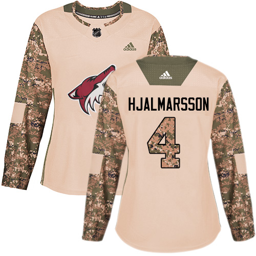 Personalized Women’s Arizona Coyotes #4 Niklas Hjalmarsson Camo Authentic 2017 Veterans Day Stitched NHL Jersey