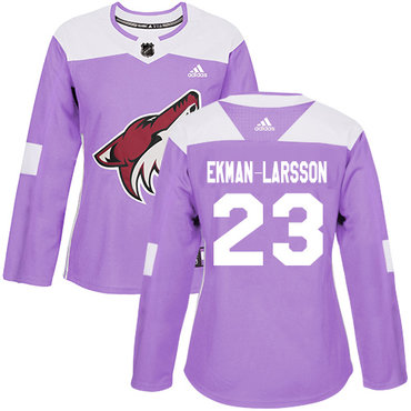 Personalized Women’s Arizona Coyotes #23 Oliver Ekman-Larsson Purple Authentic Fights Cancer Stitched NHL Jersey