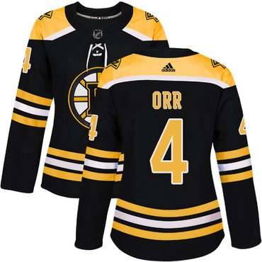 Personalized Women’s Boston Bruins #4 Bobby Orr Black Home Authentic Stitched NHL Jersey