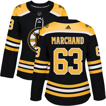 Personalized Women’s Boston Bruins #63 Brad Marchand Black Home Authentic Stitched NHL Jersey