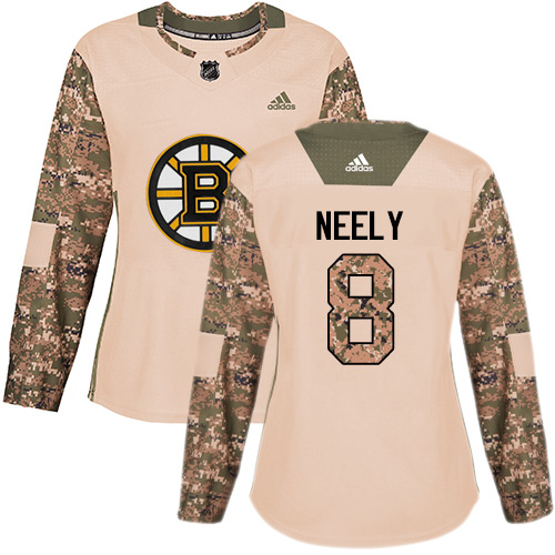Personalized Women’s Boston Bruins #8 Cam Neely Camo Authentic 2017 Veterans Day Stitched NHL Jersey