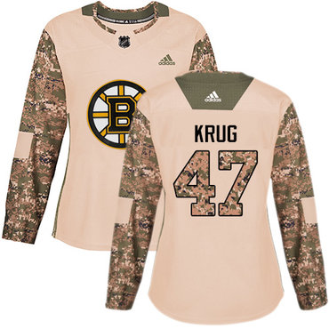 Personalized Women’s Boston Bruins #47 Torey Krug Camo Authentic 2017 Veterans Day Stitched NHL Jersey