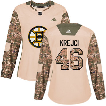 Personalized Women’s Boston Bruins #46 David Krejci Camo Authentic 2017 Veterans Day Stitched NHL Jersey